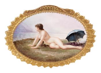 The Bather (Baigneuse) Porcelain Plaque by 
																	 Raphael Weill & Co.